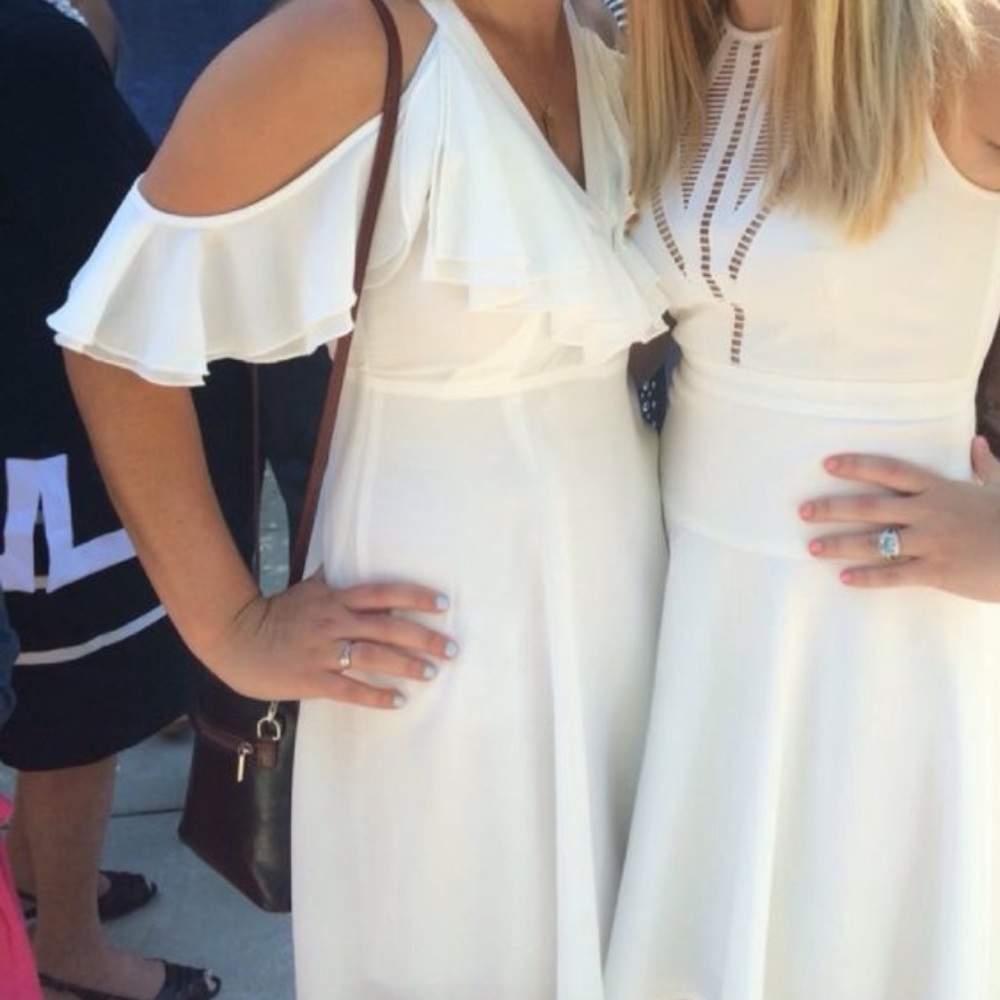 White dress with shoulder cut outs from nasty gal